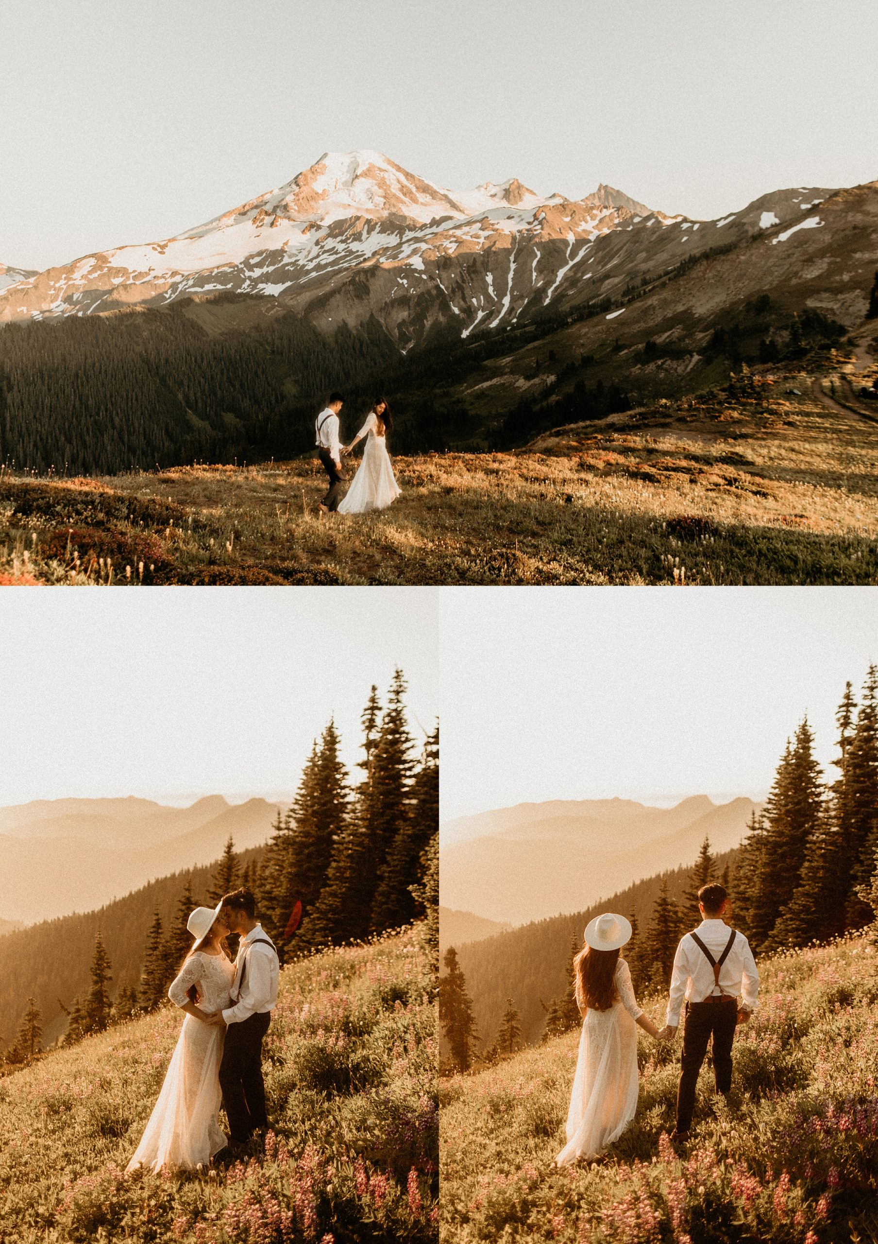 couple hiking near mount baker
