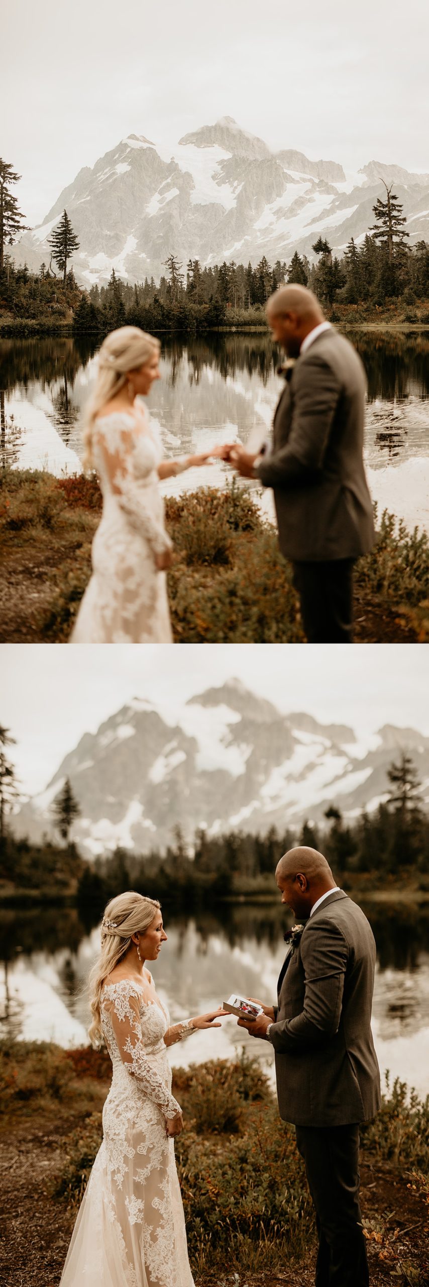 bride and groom getting married at mount baker
