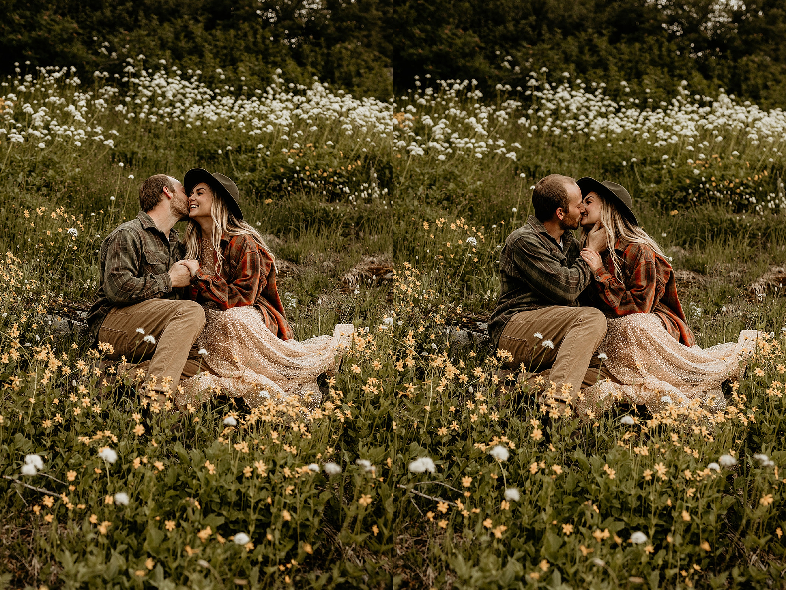 couple kissing in grass