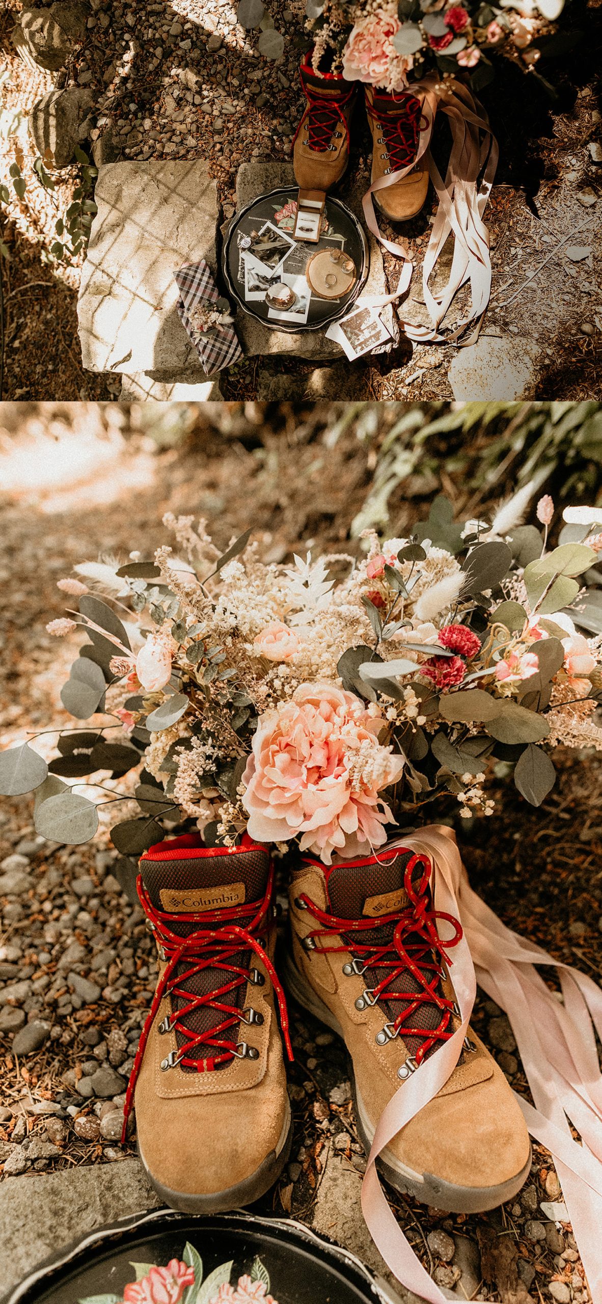 bouquet in a pair of boots