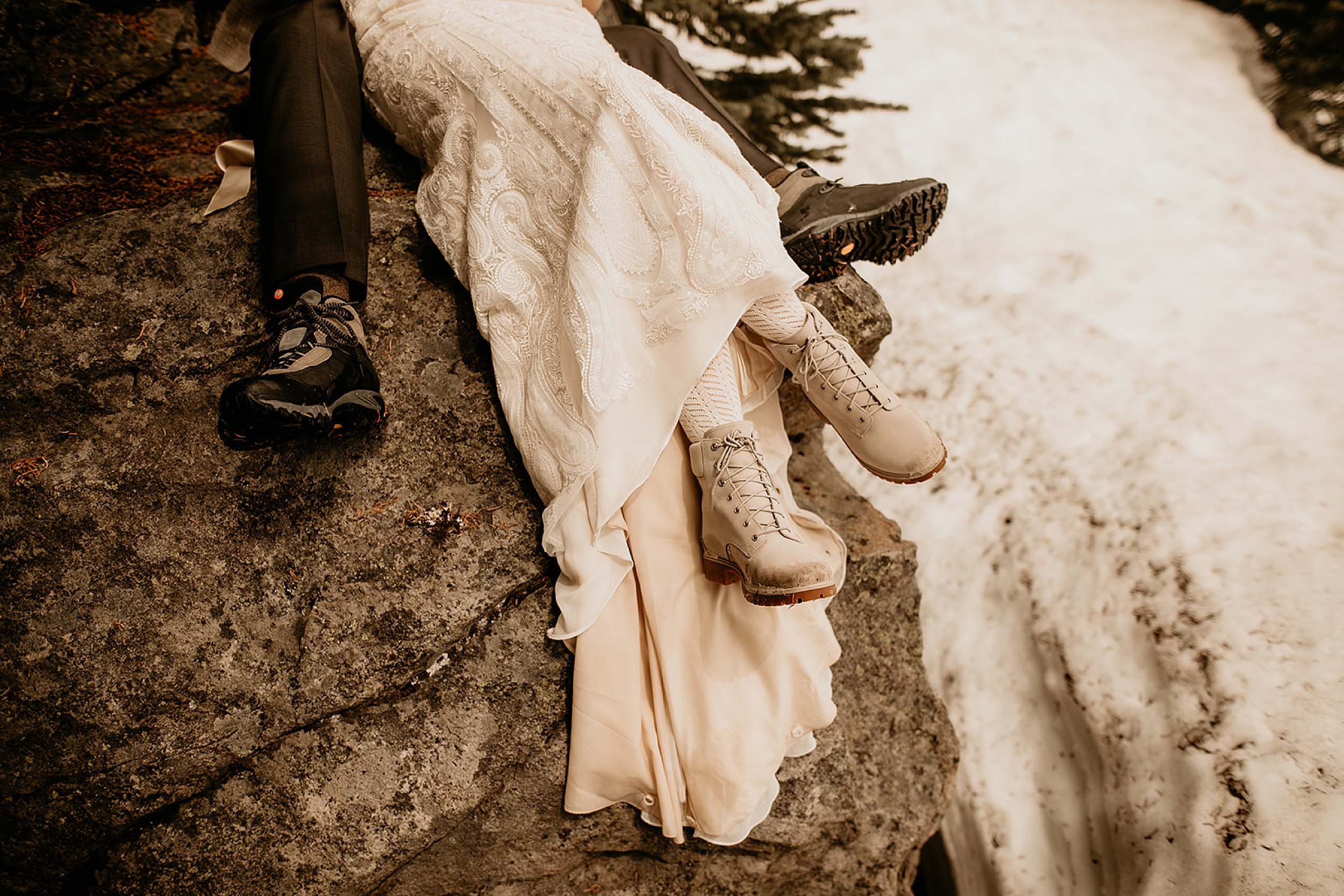 hiking boots in wedding outfits