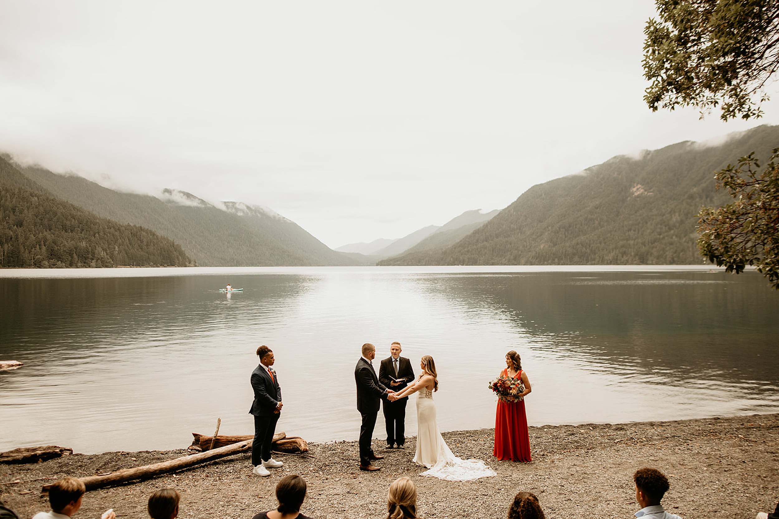 wedding ceremony mountain lake landscape